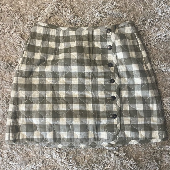 Madewell Curvy Quilted Flannel Mini Skirt in Gingham Check NWT Women’s Size 8 - Picture 2 of 12